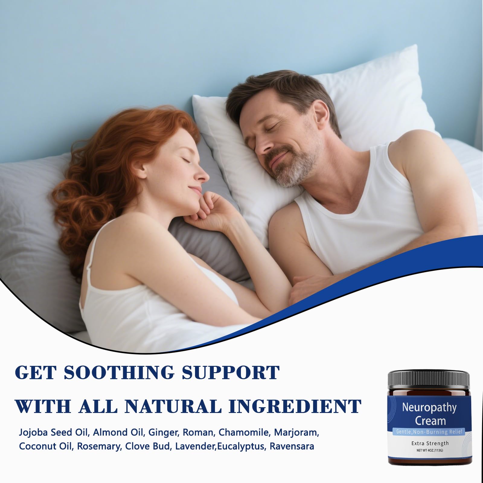 JLQJLQ Neuropathy Cream aloe detail emphasizes gentle base and skin moisture benefits.