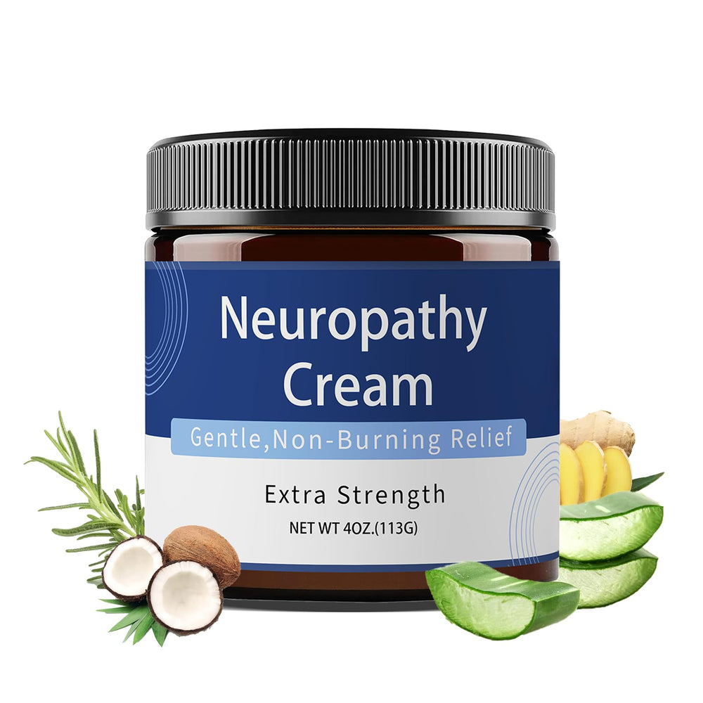 JLQJLQ Neuropathy Cream bottle front shows a cooling, fast-absorbing relief for daily comfort.