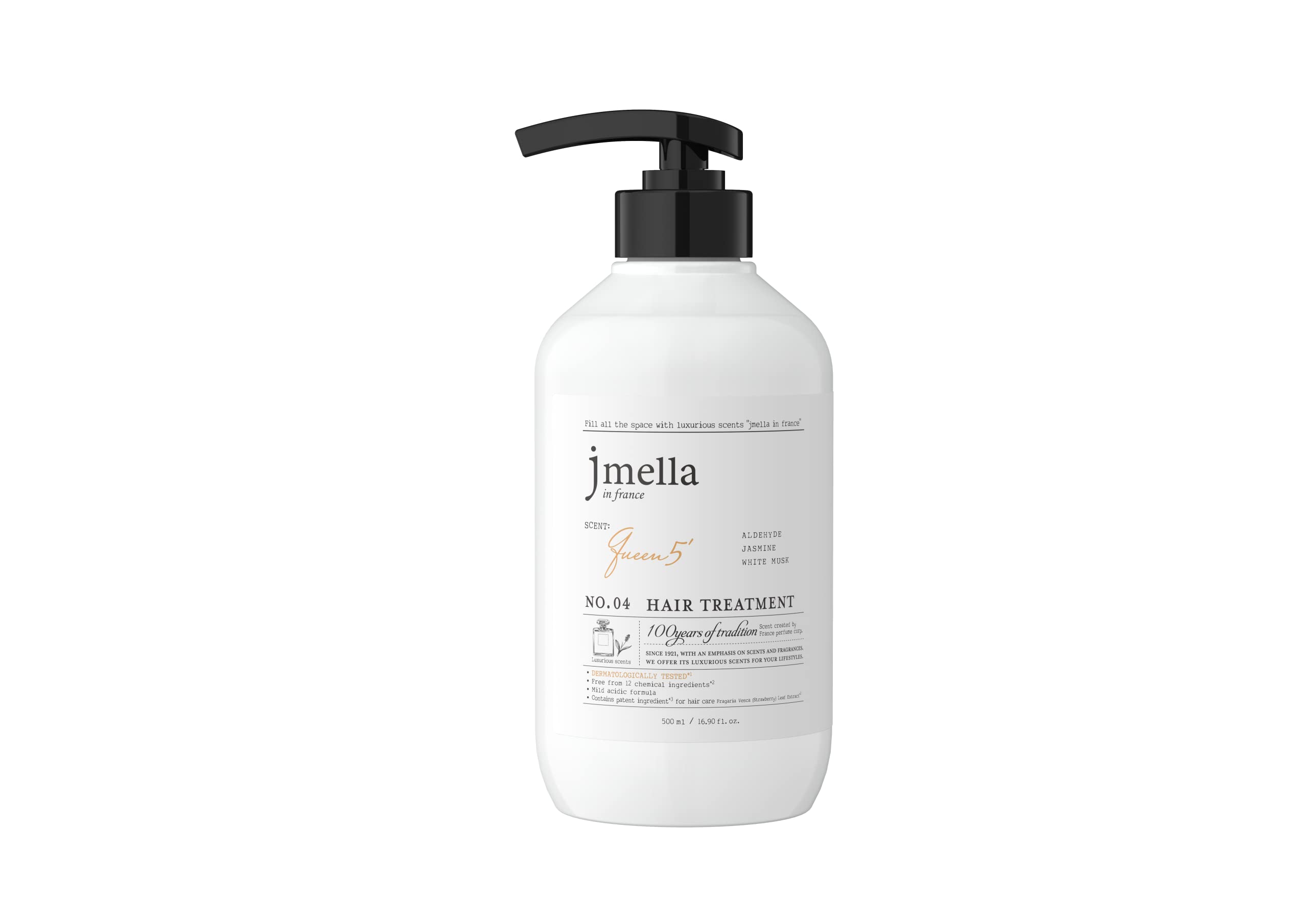 jmella Queen5 conditioner bottle front view for smoother, softer hair