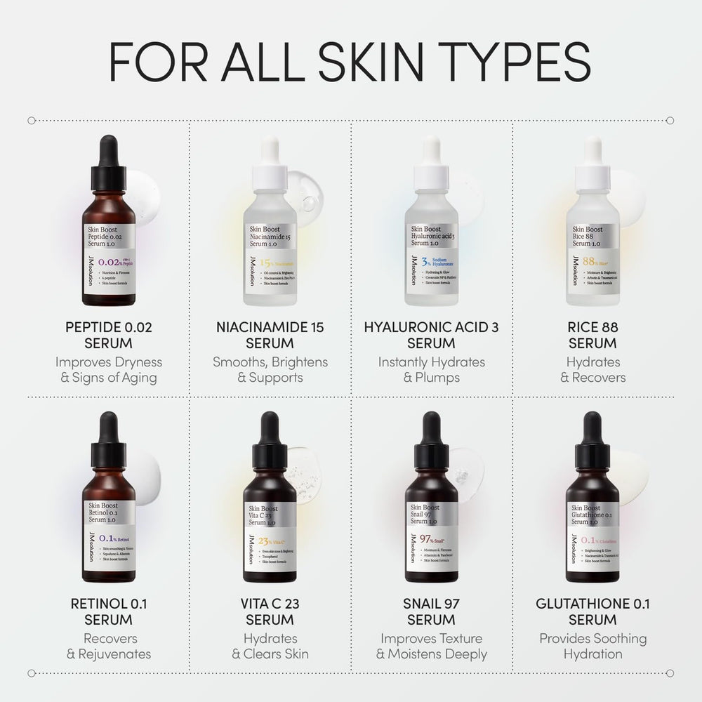 JMsolution Skin Boost Snail 97% Serum packaging box with premium skincare vibe.