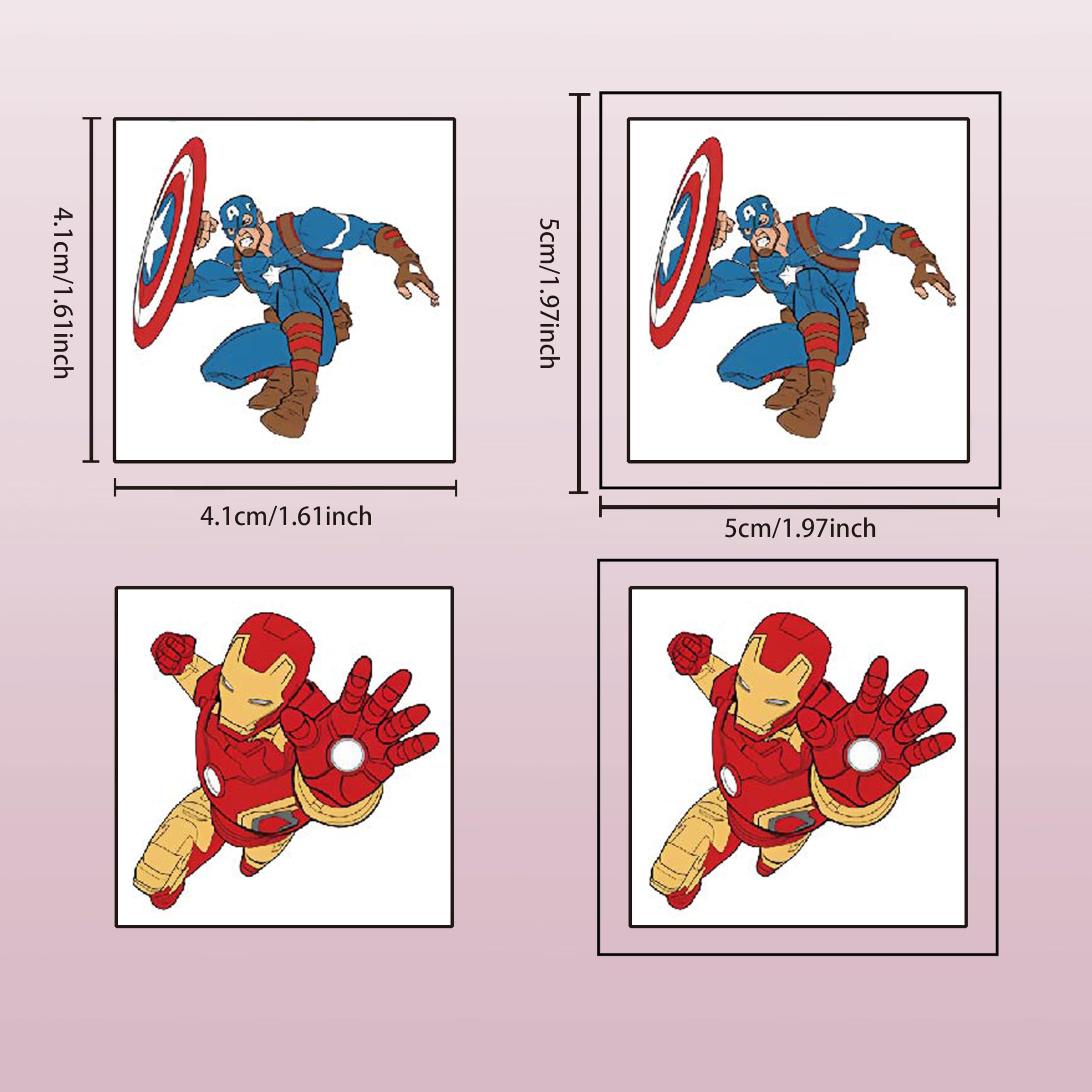 JMYUJX cartoon superhero tattoos collection for children’s activities and gifts.