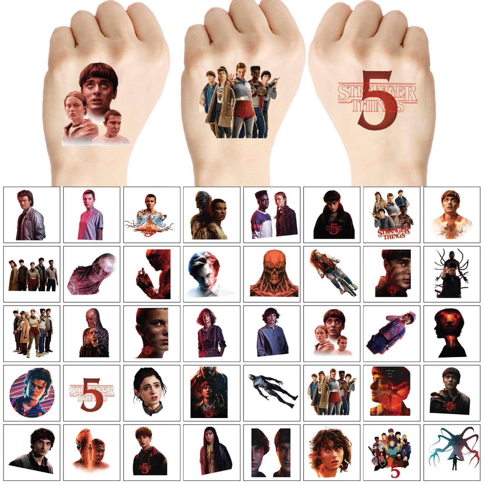 JMYUJX Stranger Things 5 hand designs tattoo perfect for wrist accents.