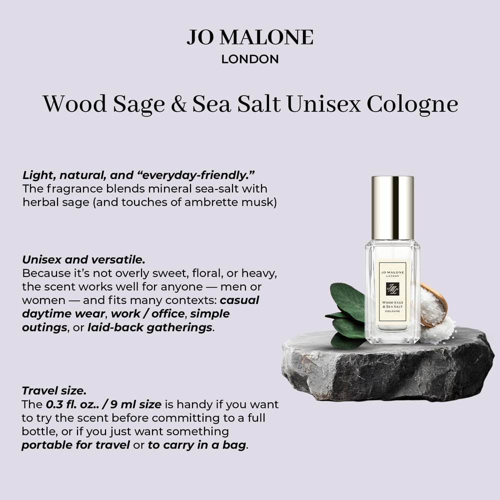 Jo Malone Wood Sage & Sea Salt sample vial, a portable test for new fragrance ideas.