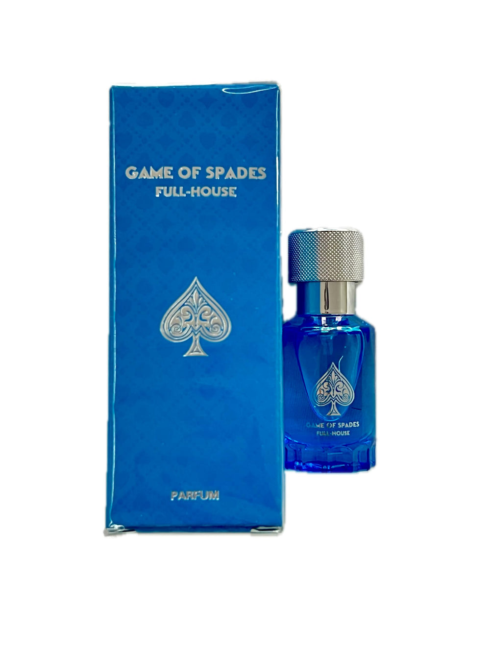 Jo Milano Game of Spades Full House Parfum bottle highlighting amber-spicy scent for evening wear