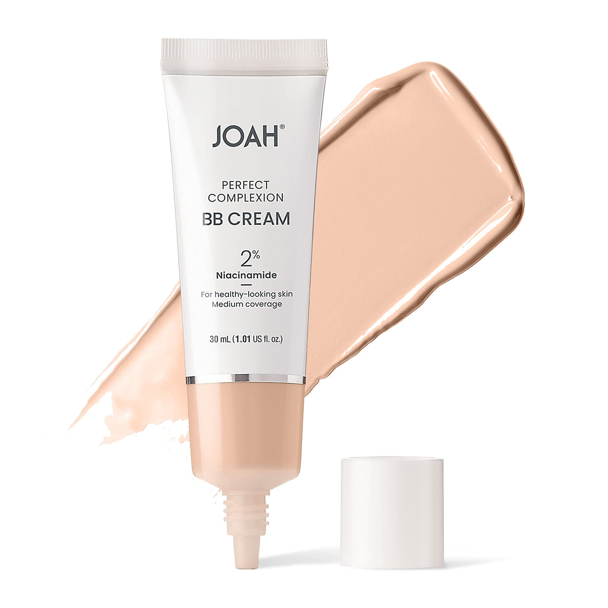 JOAH Beauty Perfect Complexion BB Cream bottle front showing buildable coverage for a natural look