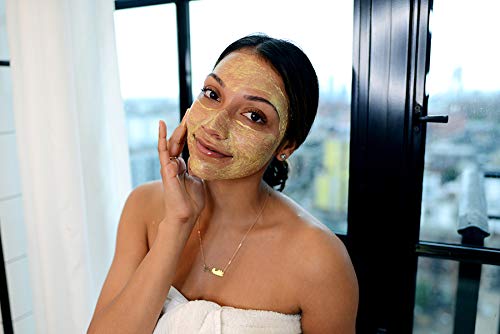Joanna Vargas Exfoliating Mask application steps showing thin layer and massage