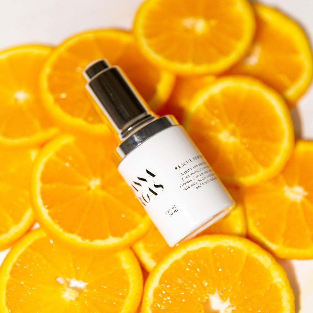 Product label highlights stabilized vitamin C and squalane ingredients.