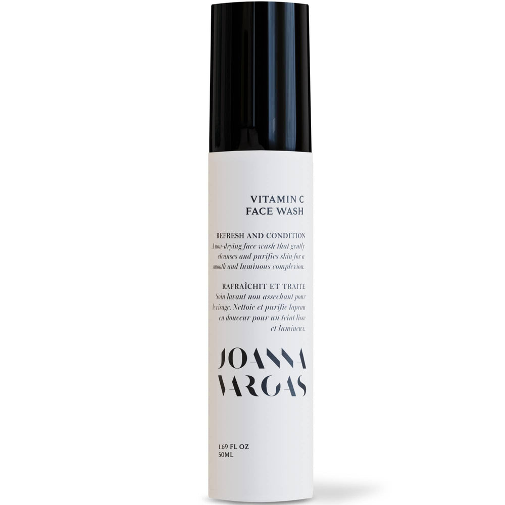 Joanna Vargas Vitamin C Face Wash bottle close-up for a refreshing daily cleanse