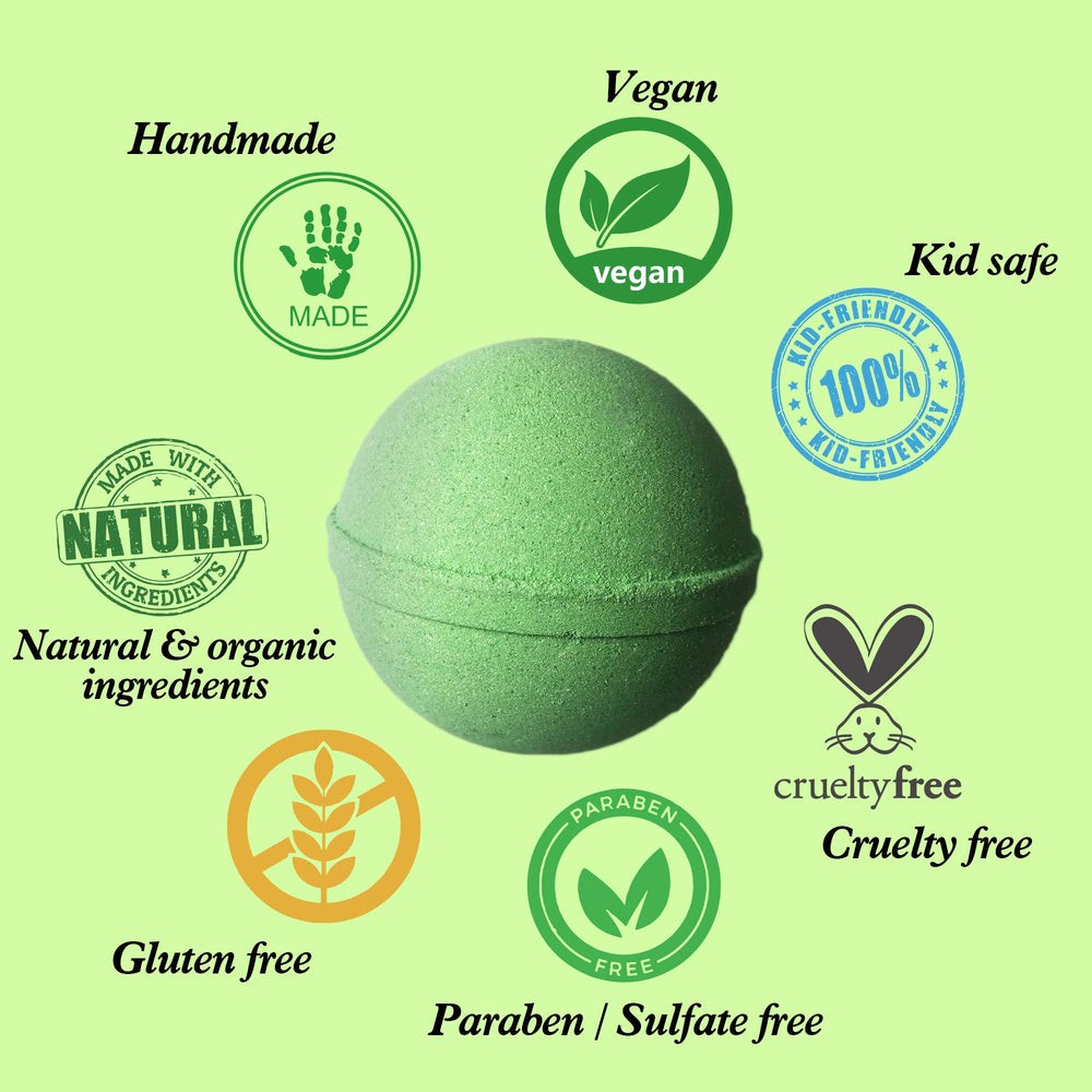 Joanne Arden Organics spearmint eucalyptus scent bath bombs offer invigorating aromatherapy moments
