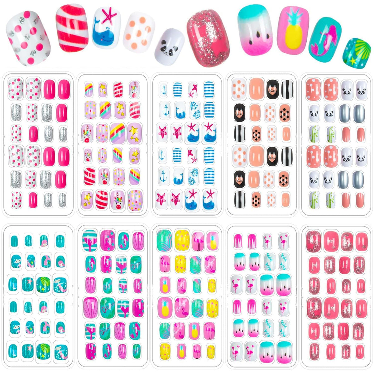 JOAOYO 240-piece kids nail art kit with colorful patterns for imaginative play