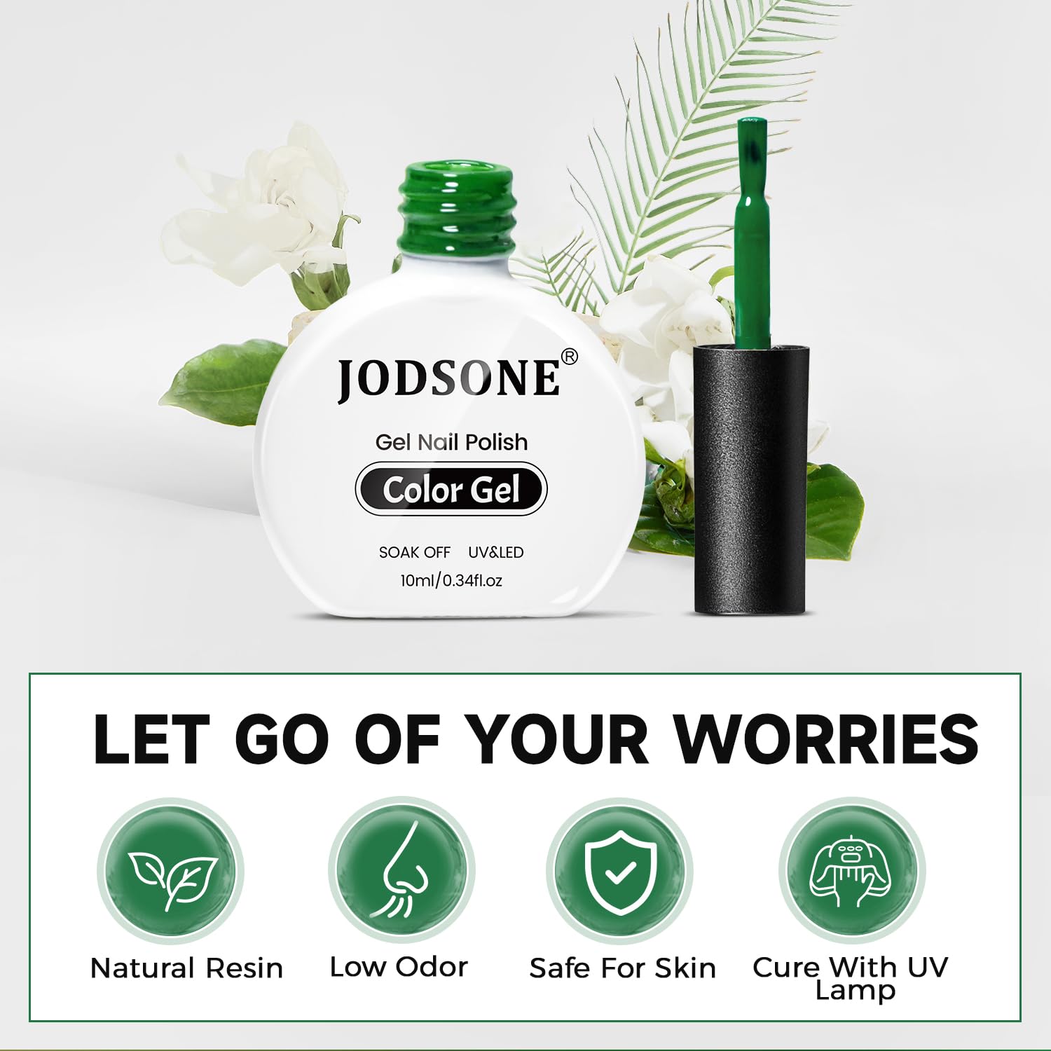 JODSONE 10ml gel bottles closeup for precise application.