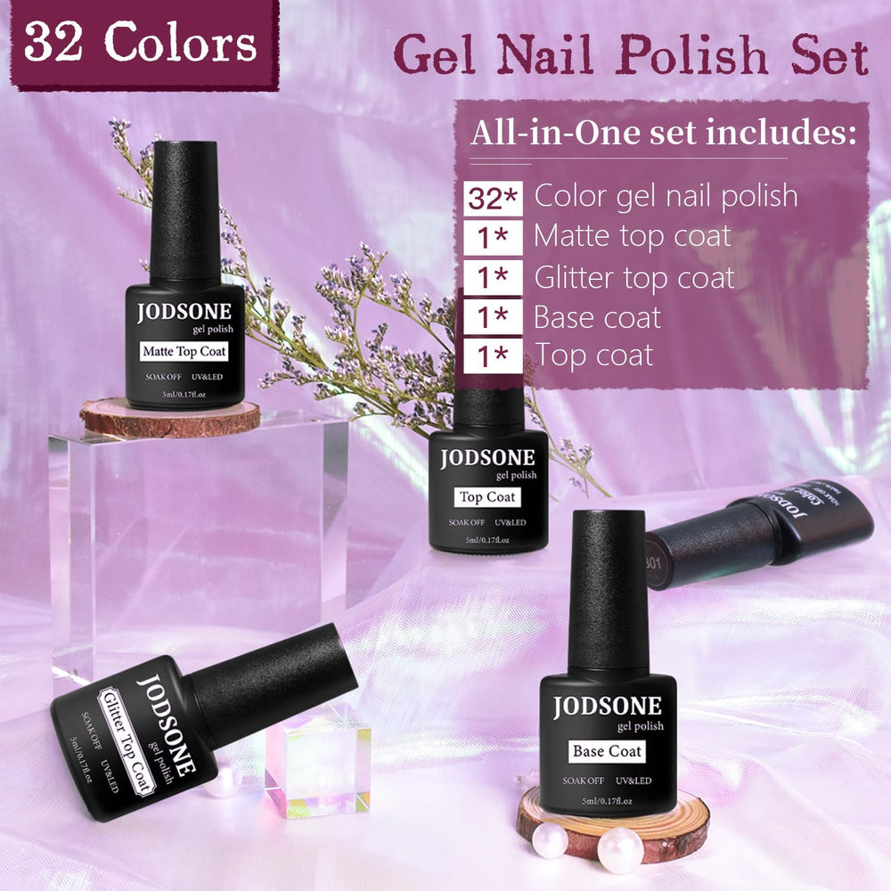 JODSONE 32-color glitter nail polish swatches offer bold, statement-worthy looks.