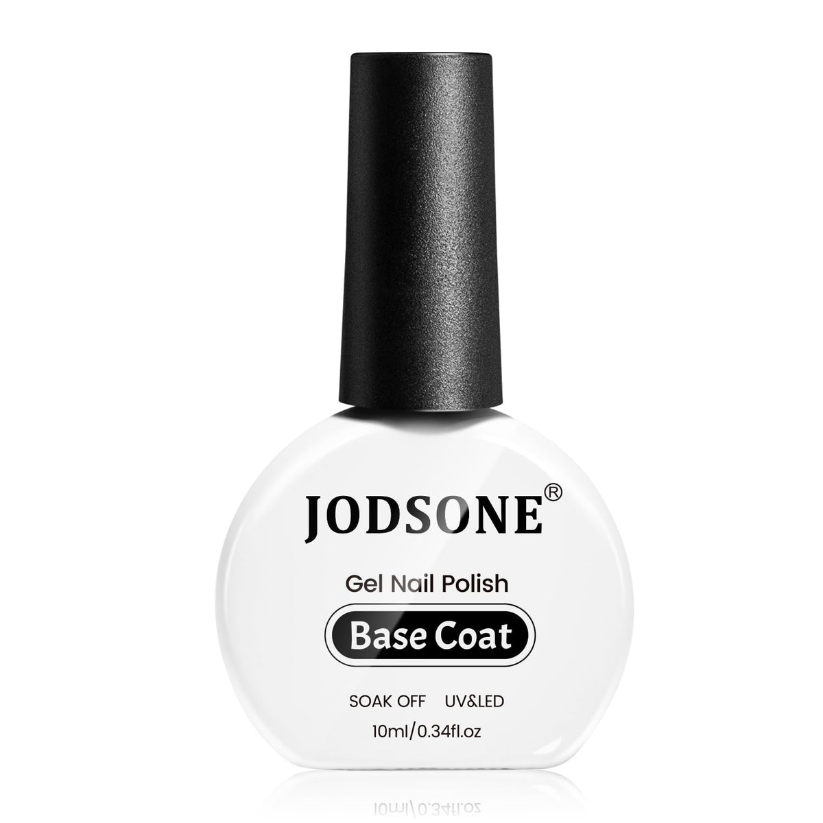 JODSONE 10ml base coat bottle front for a glossy base that aids adhesion.