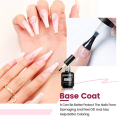 Jodsone base coat nails application demonstrates smooth base for even color
