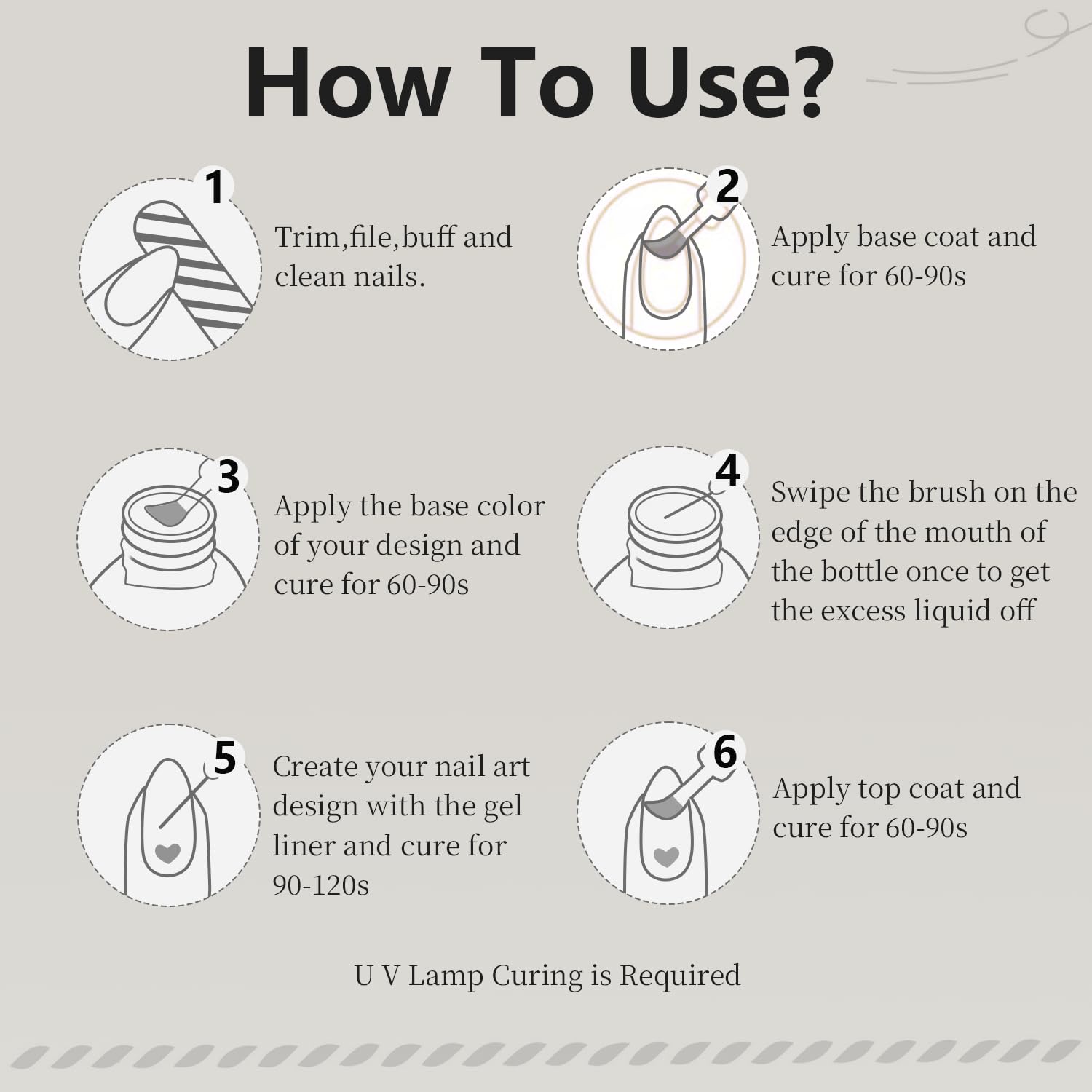 Base and top coat compatible branding reminder for long-lasting designs.