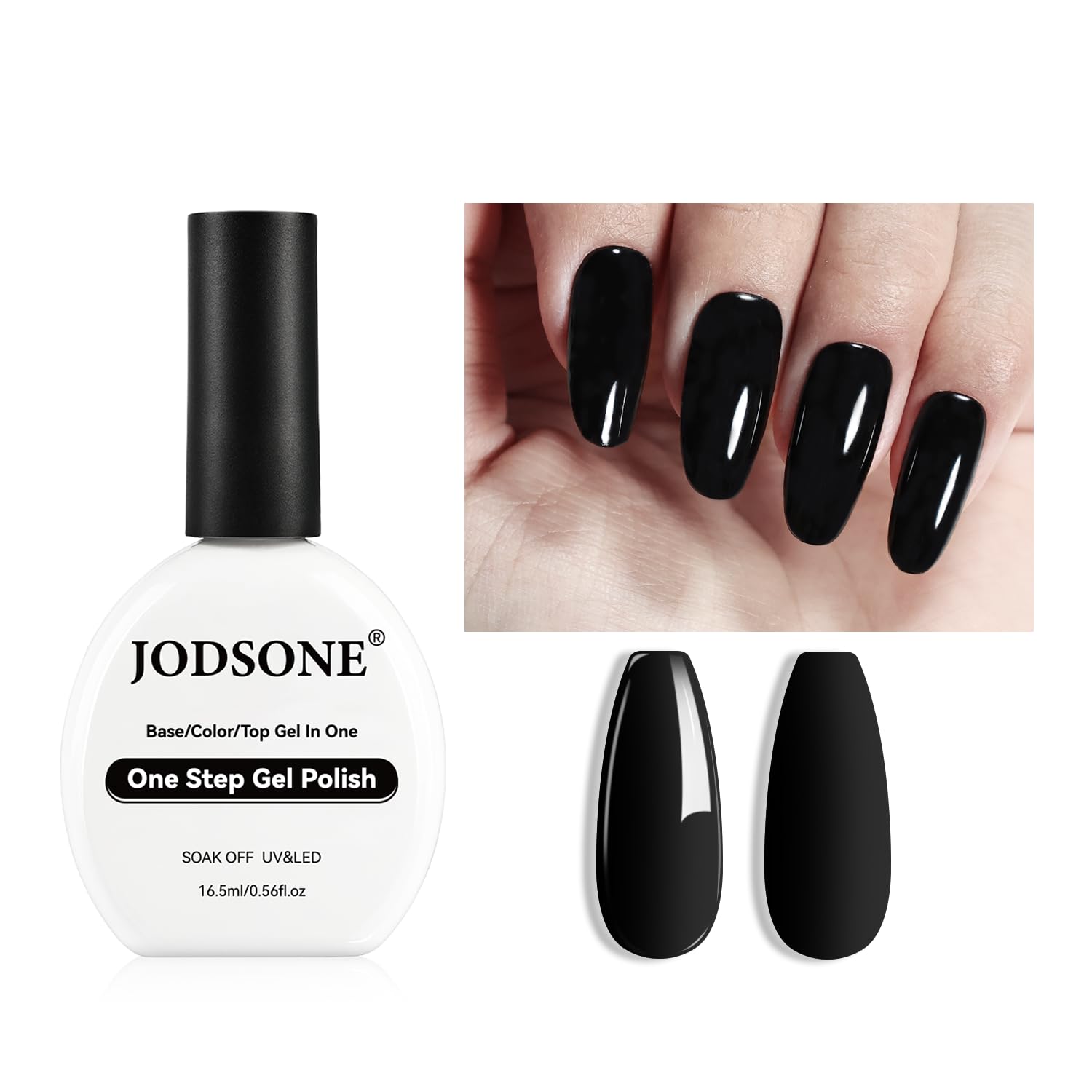 JODSONE black gel nail polish bottle for at-home salon-quality nails with quick dry time.