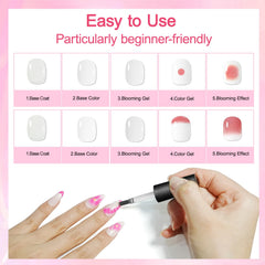 JODSONE Blooming Gel marble pattern — elegant spa-inspired nails.