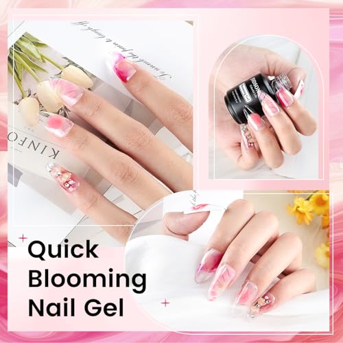 JODSONE Blooming Gel watercolor-effect nails capture soft blooms and vibrant blends.