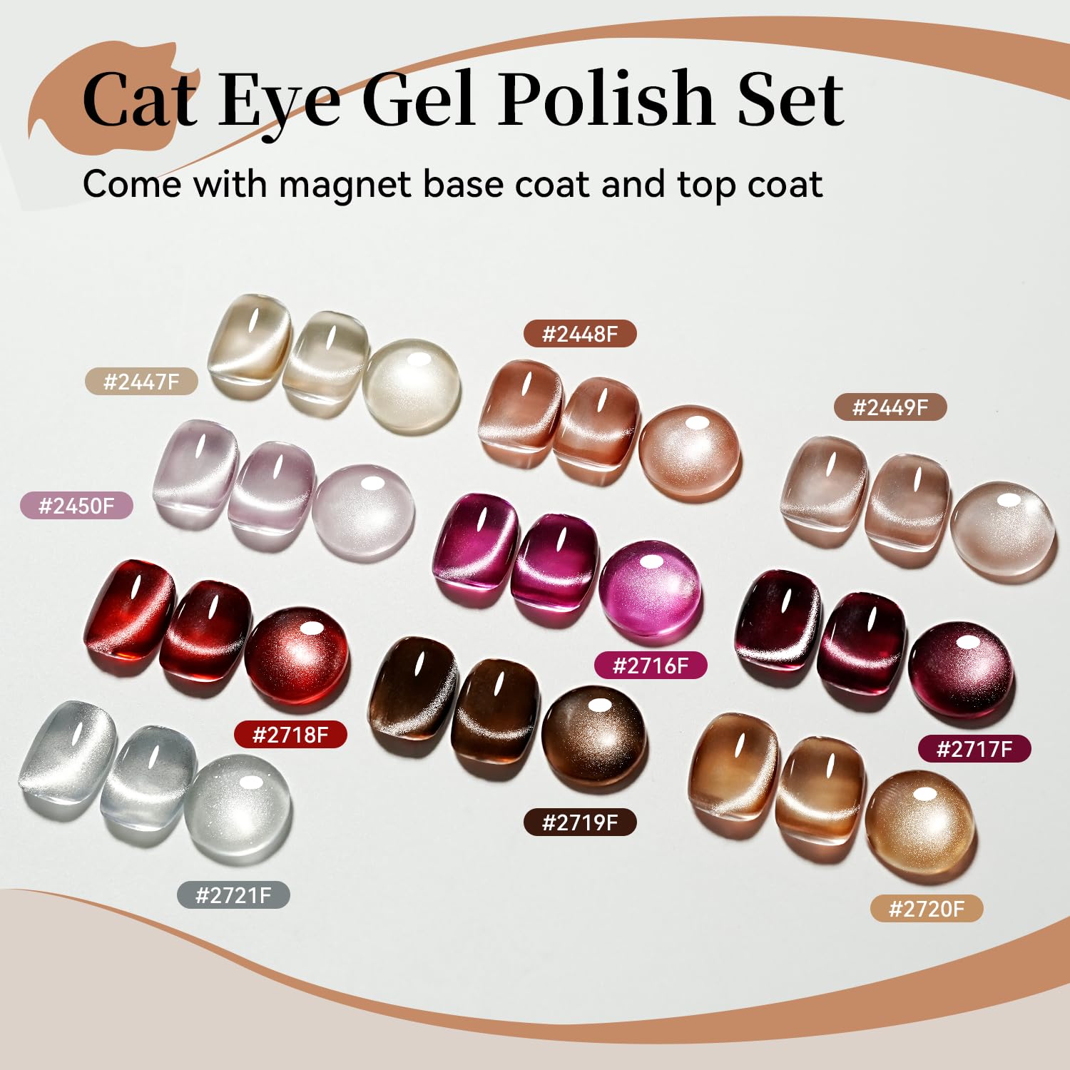 JODSONE Cat Eye Gel Polish set with purple and silver hues for dramatic nails.