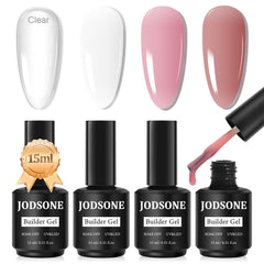 JODSONE Cherry Blossom Pink builder gel bottles ready for nail extensions.