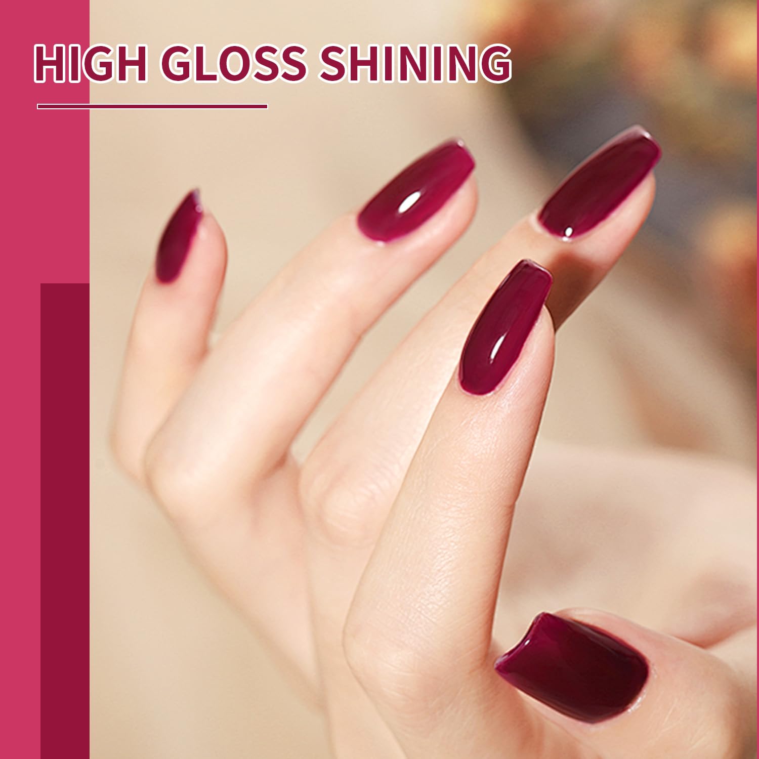 JODSONE deep red gel polish close-up swatches for home manicure.
