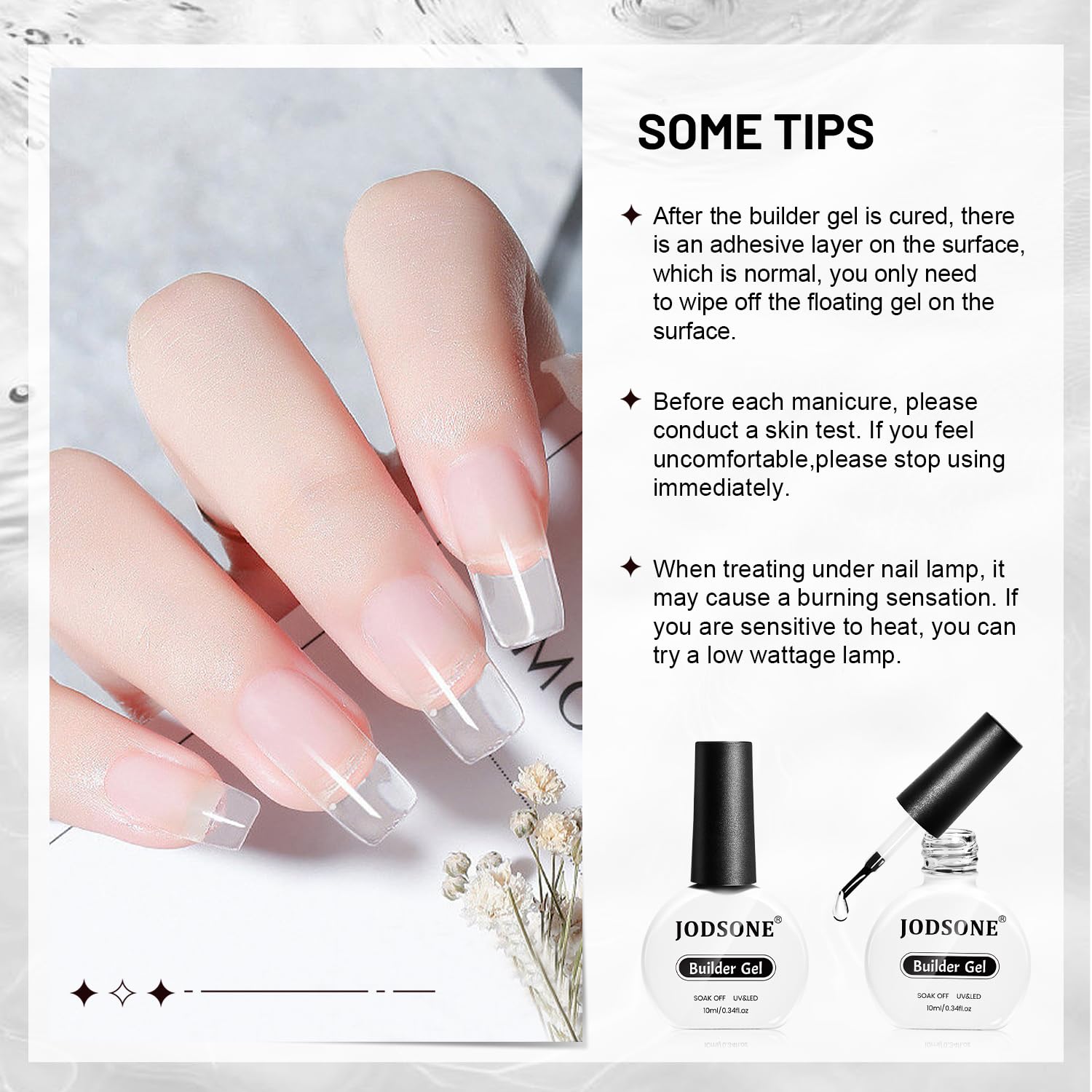 JODSONE finish top gloss for long-lasting shine.