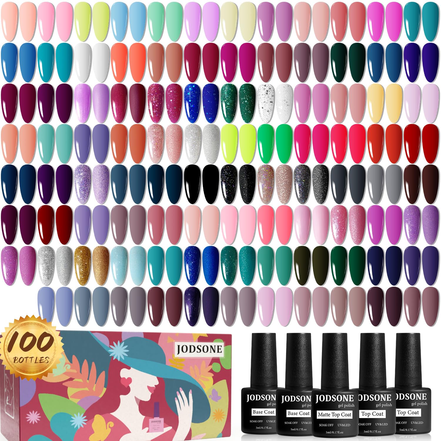 JODSONE gel nail polish set box front with vibrant color lineup