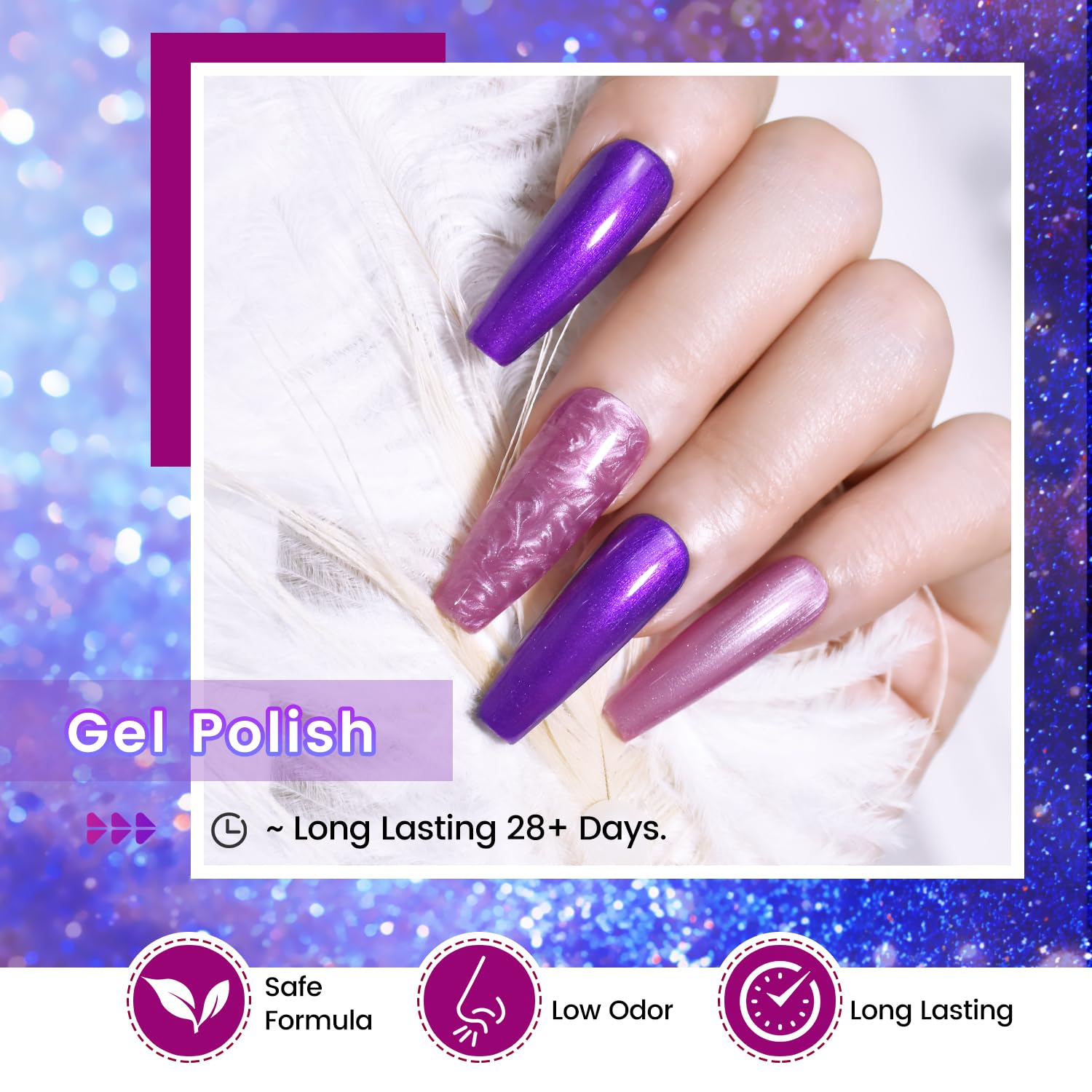 JODSONE glitter purple nail polish for elegant shimmer