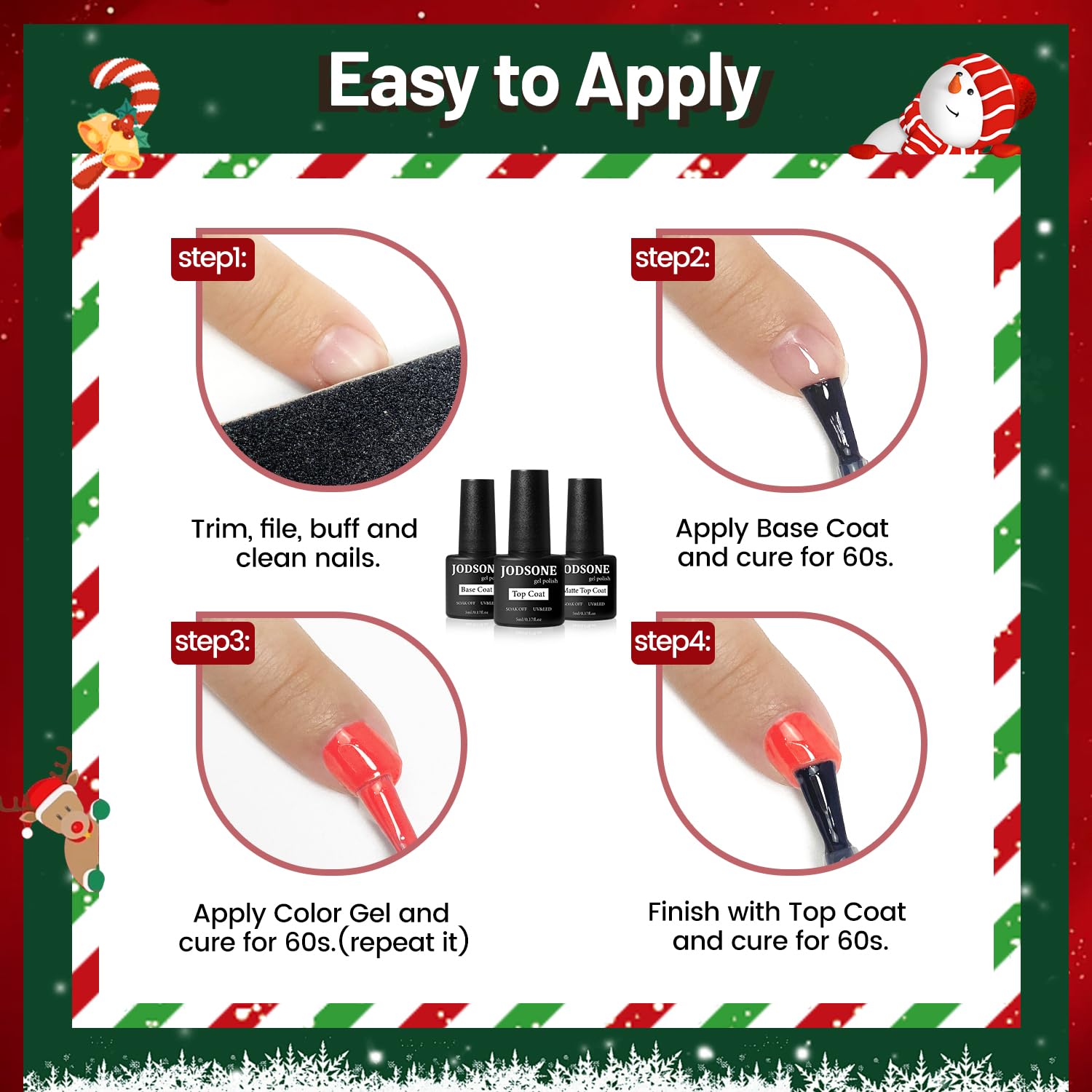 Home nail art with JODSONE gel set for DIY creativity