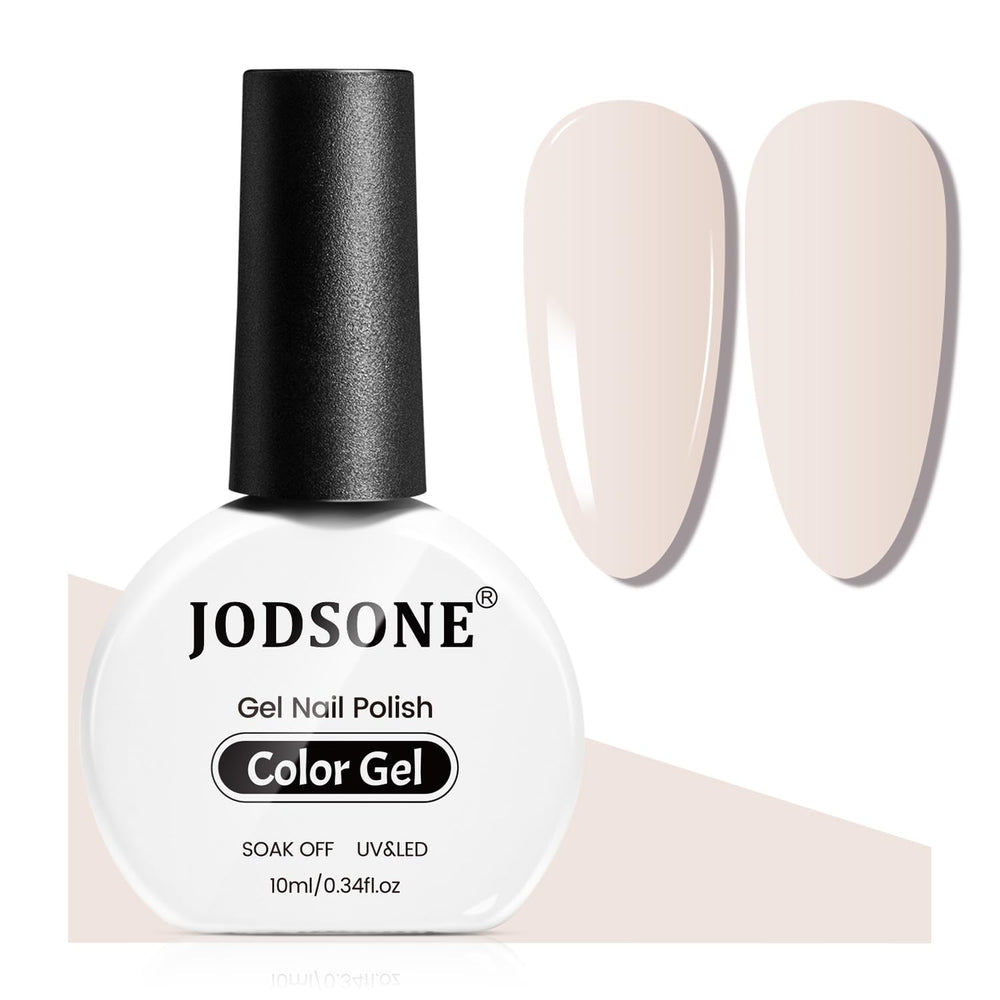 JODSONE Milky White gel polish bottle in soft nude shade for natural nails.