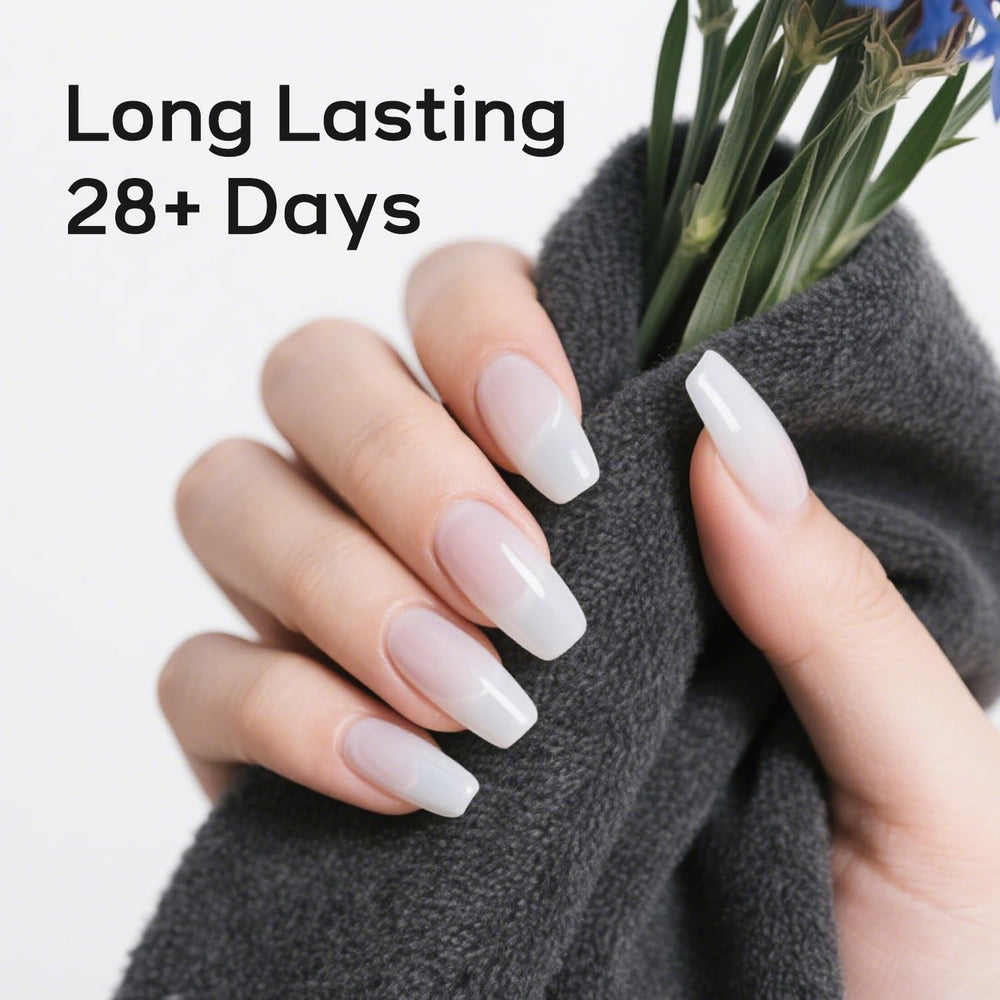 JODSONE milky-white swatch showing a modern, soft white base for nails.