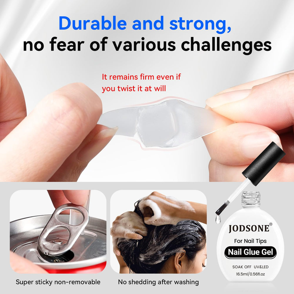 JODSONE pearl decorations secured with gel for elegant nails.