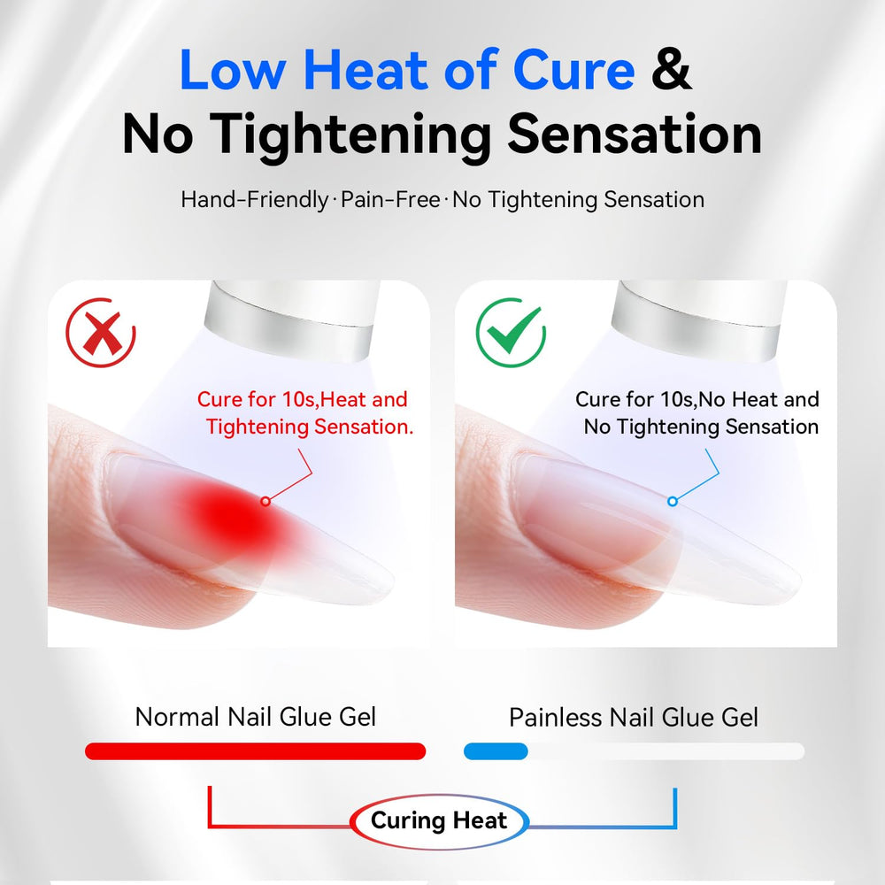 JODSONE nail glue gel application closeup demonstrates precise adhesion for nails.