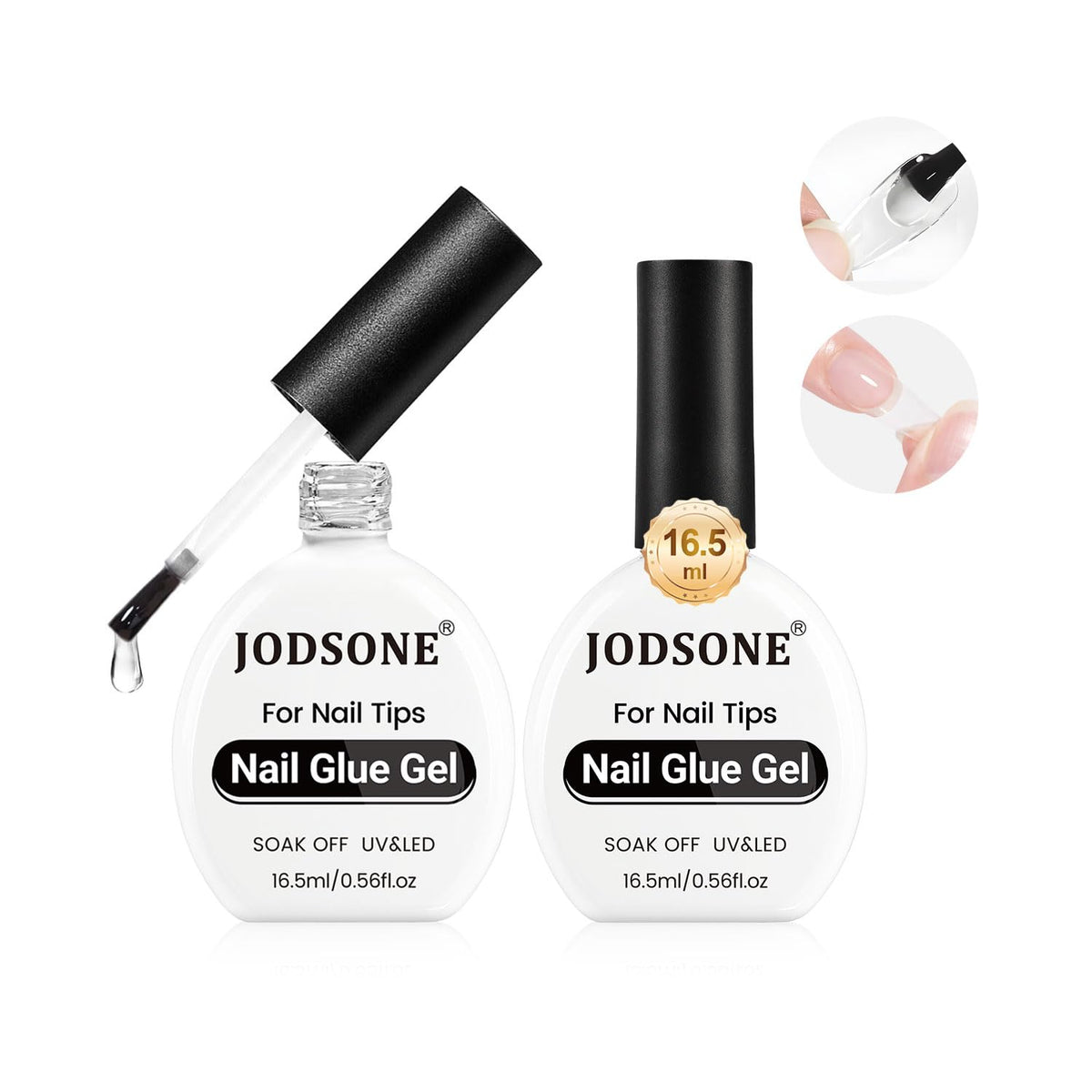 JODSONE nail glue gel clear bottle close-up showing strong hold
