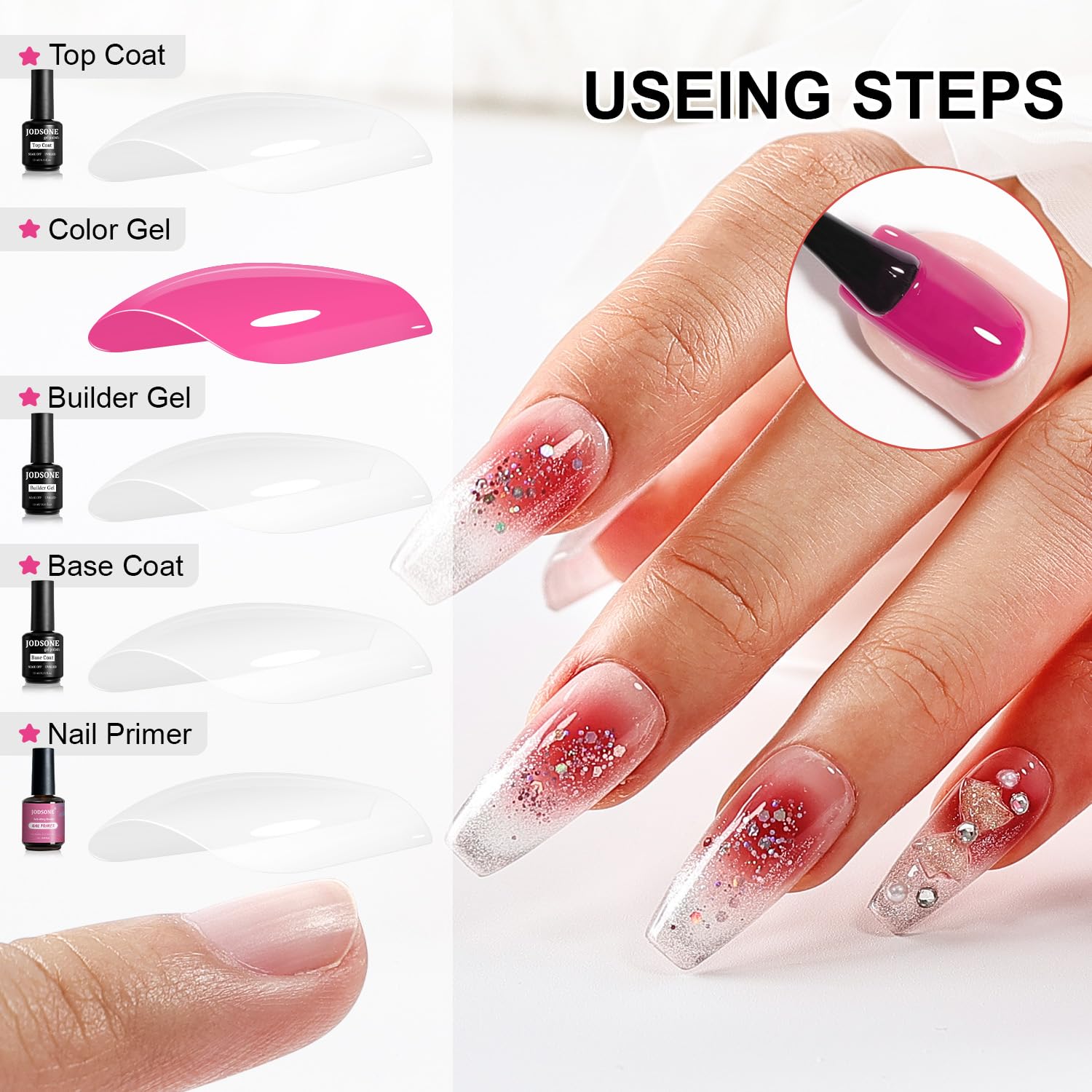 JODSONE-nail-lamp-cure-not-included reminder to use a compatible lamp.