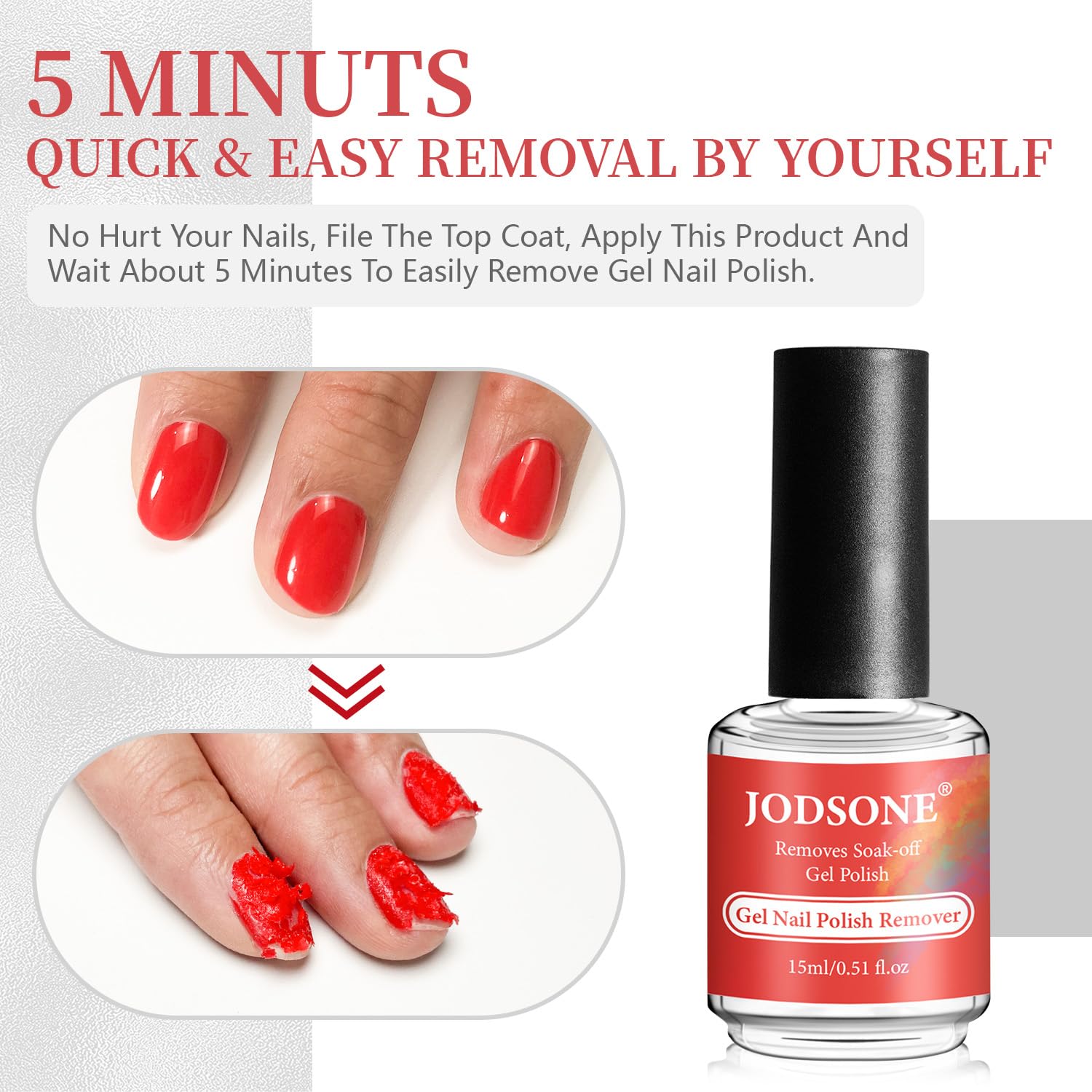 Natural nails being treated with JODSONE remover at home