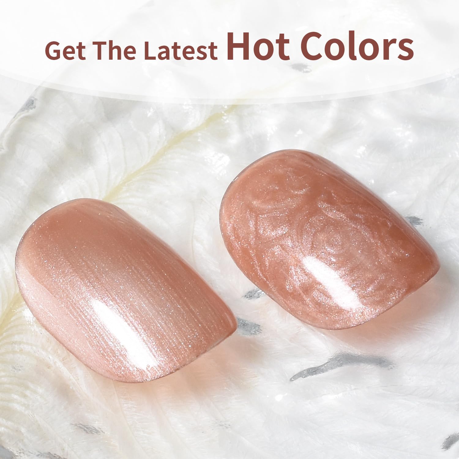 JODSONE nails with rose gold glitter and long-lasting shine.