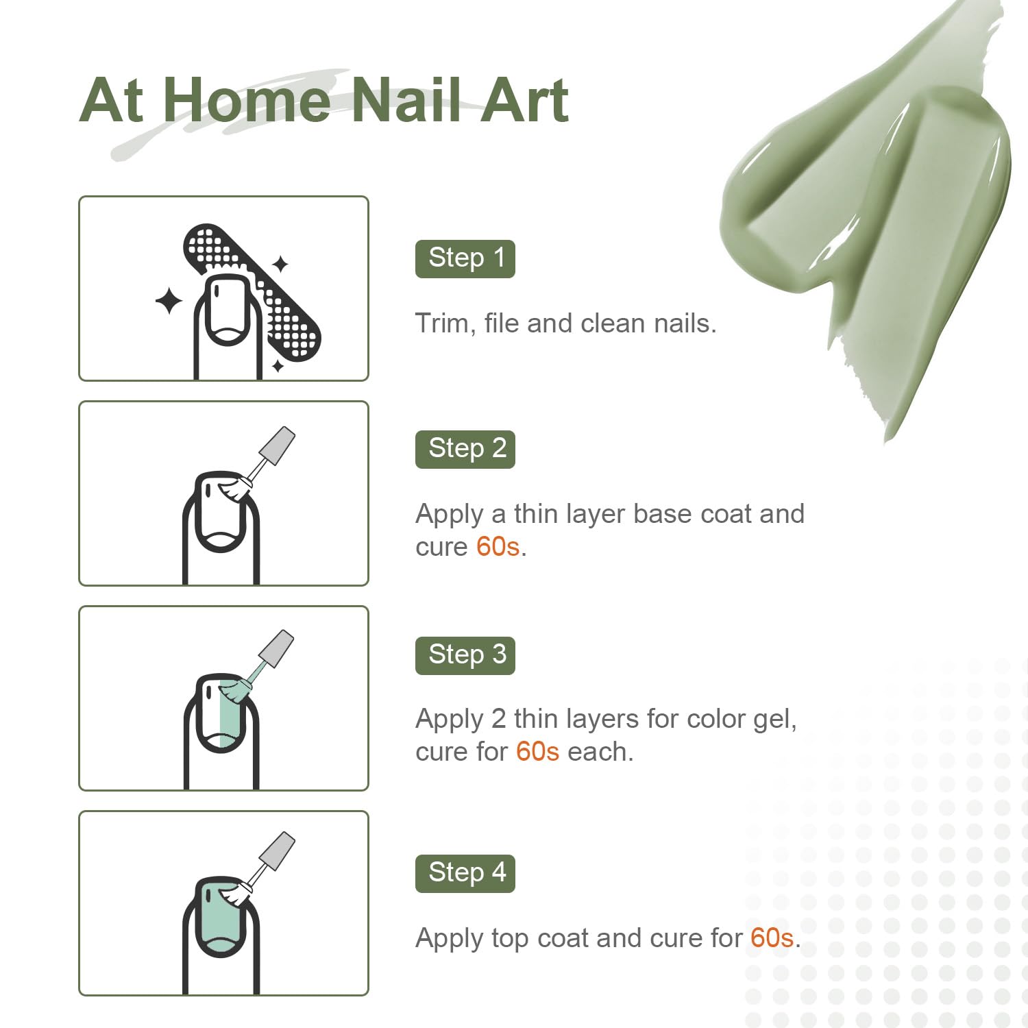 JODSONE sage green gel nail polish on nails offers confident everyday elegance.