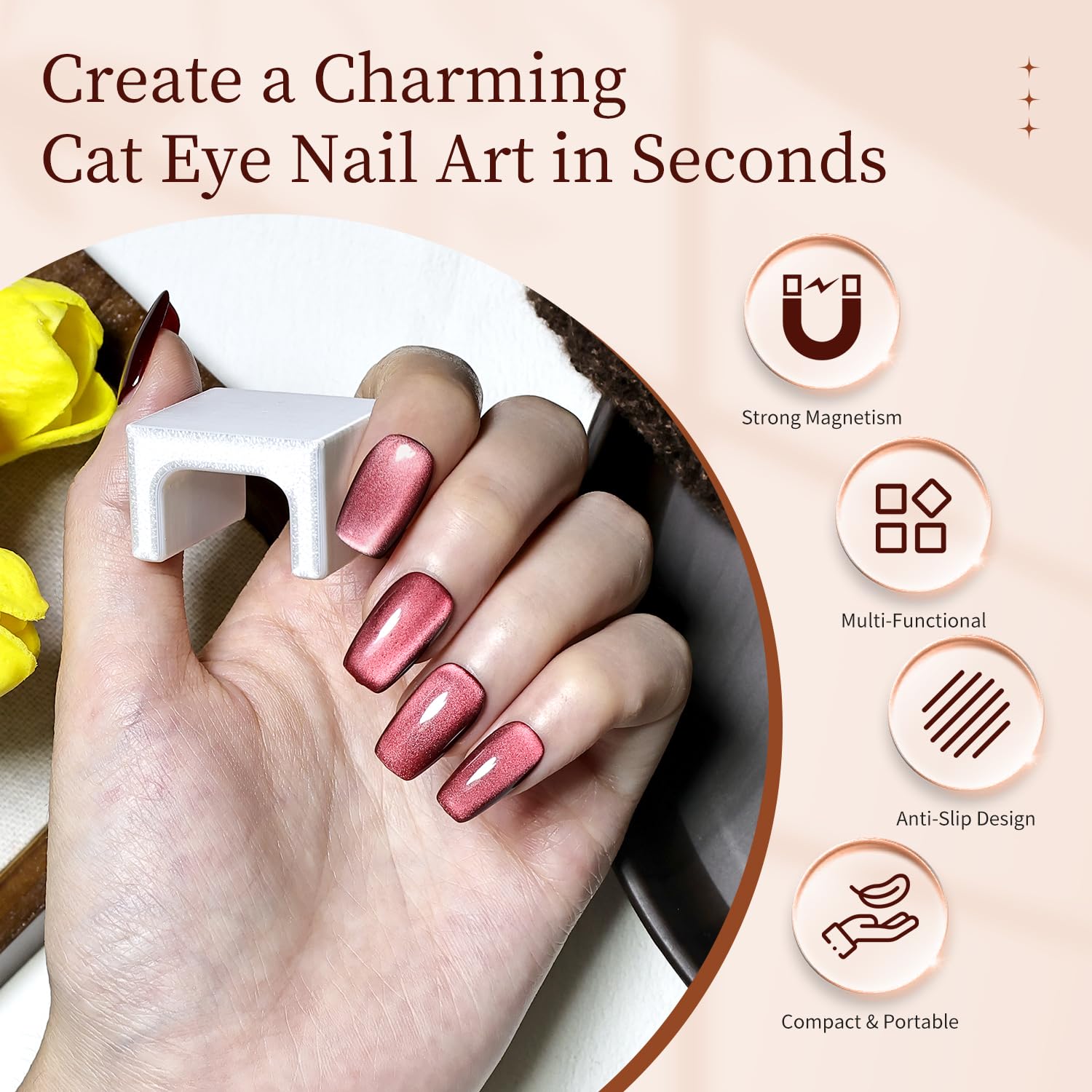 JODSONE magnet delivers strong power for fast cat eye nail designs.