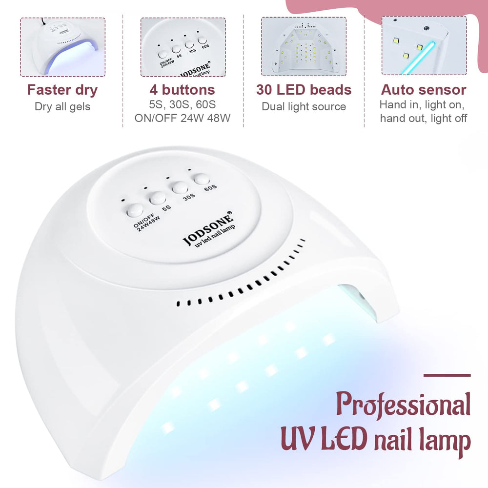 JODSONE intelligent nail lamp speeds curing for quick results.