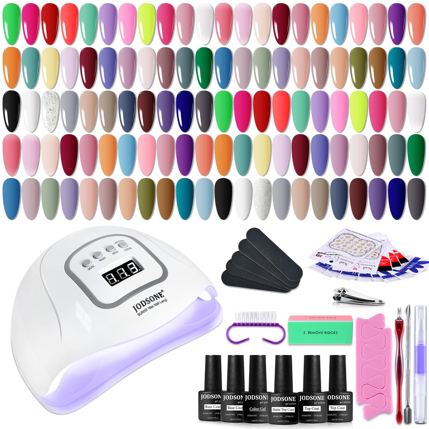 JODSONE 60-bottle gel polish kit, diverse shades for DIY manicures at home