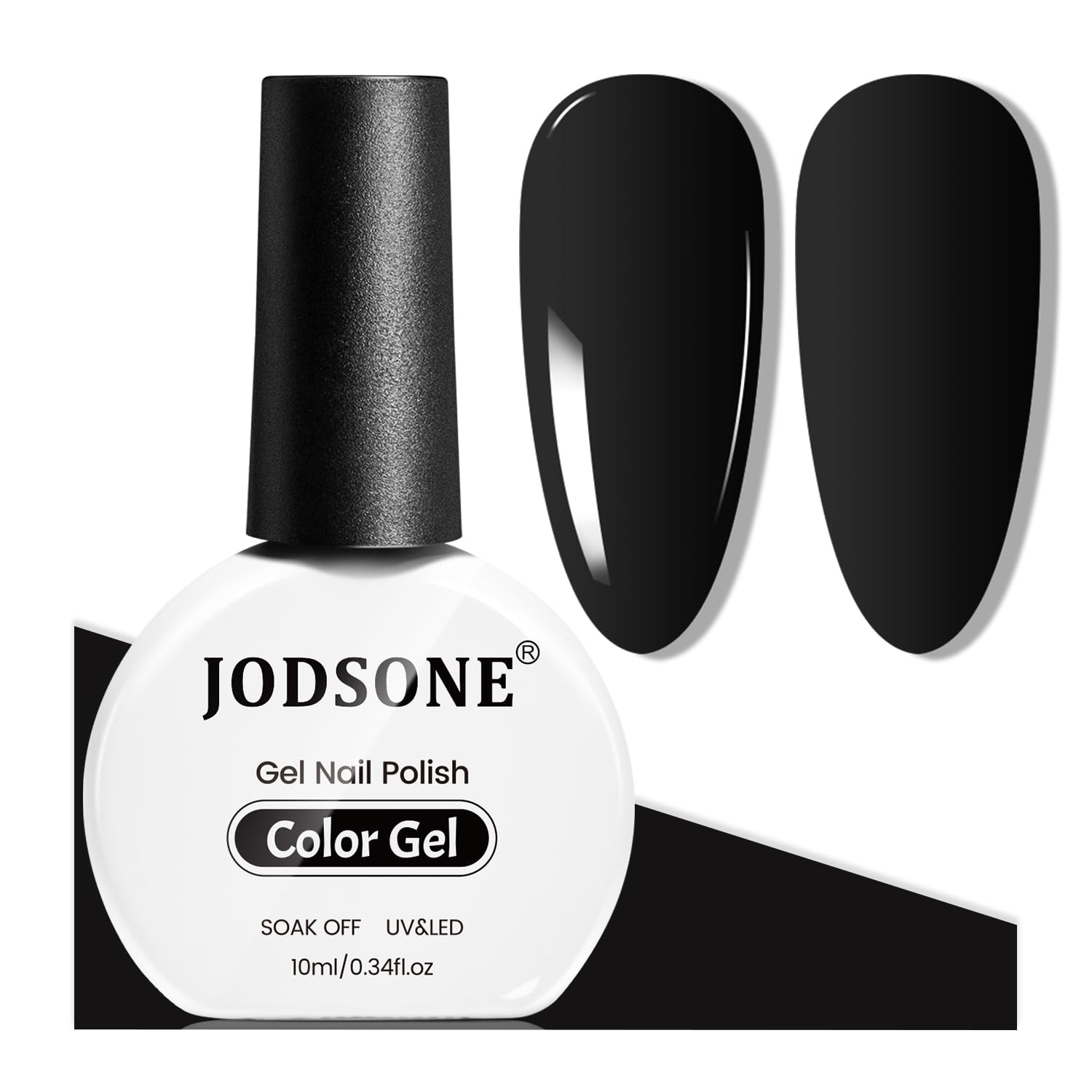JODSONE black gel nail polish bottle showing bold shade for long-lasting wear