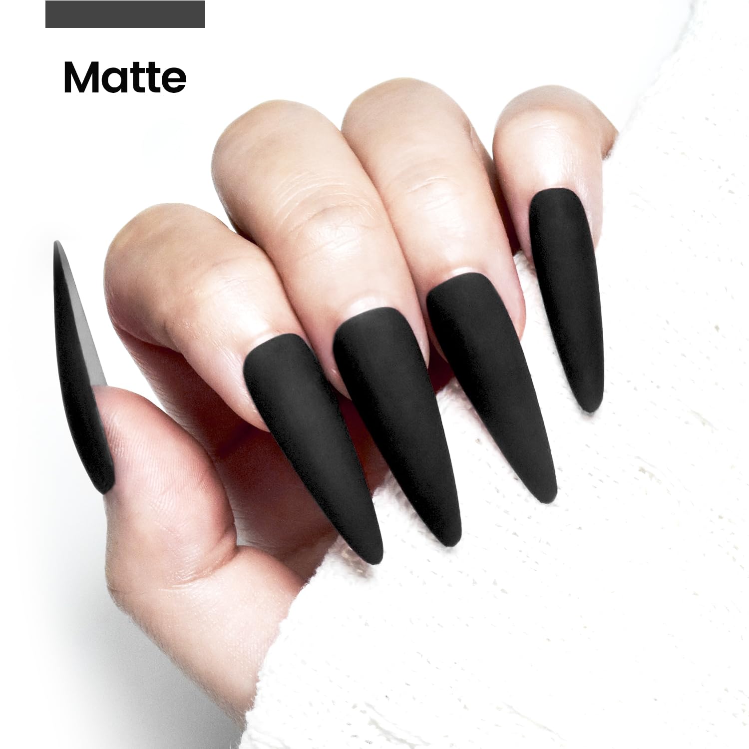 JODSONE black gel nails close-up showing high shine