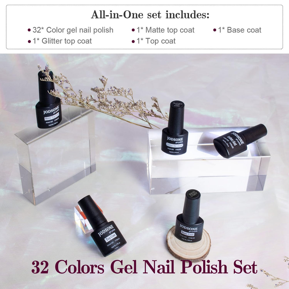 JODSONE color swatches display diverse glitter and gloss options