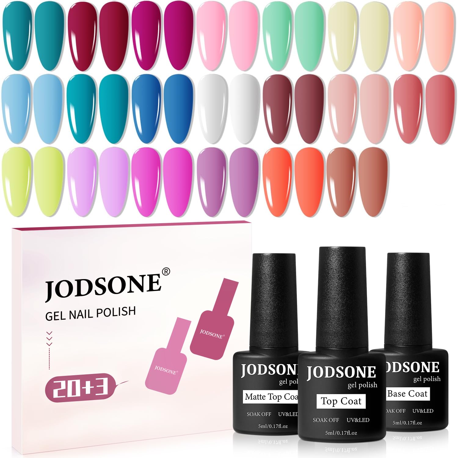 JODSONE colorful gel polish palette for versatile at-home nail art.