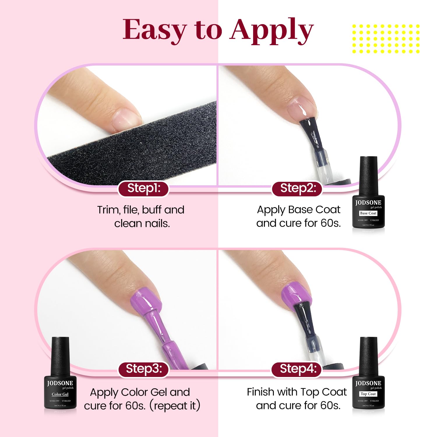 JODSONE gel polish close-up shows pigment depth and finish.