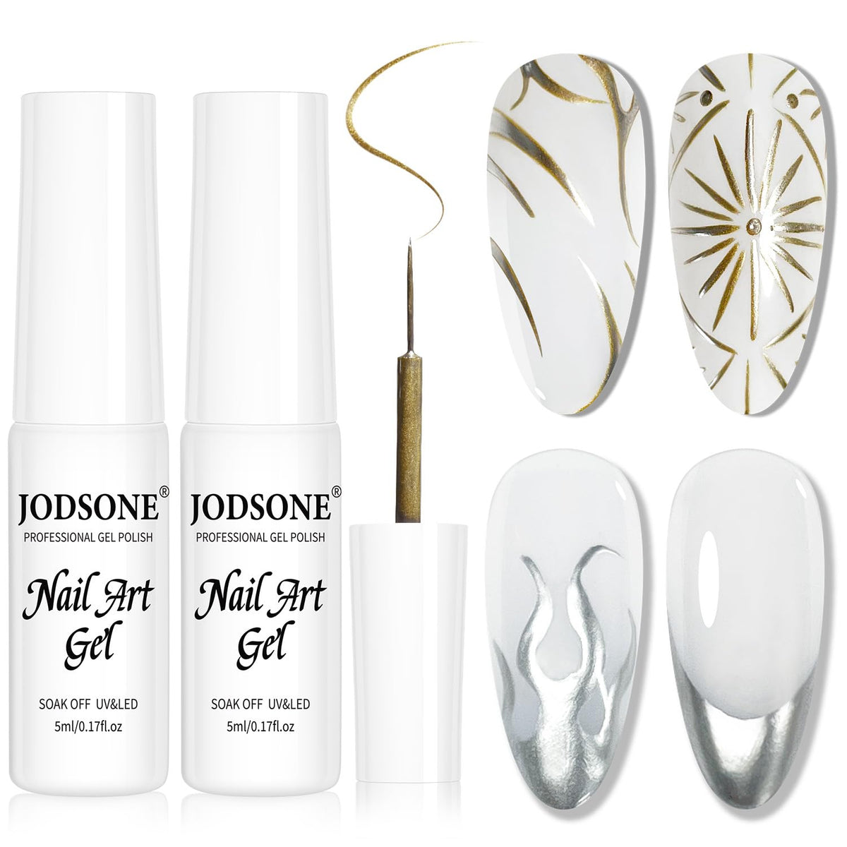 JODSONE gold mirror nail liner for precise metallic details at home