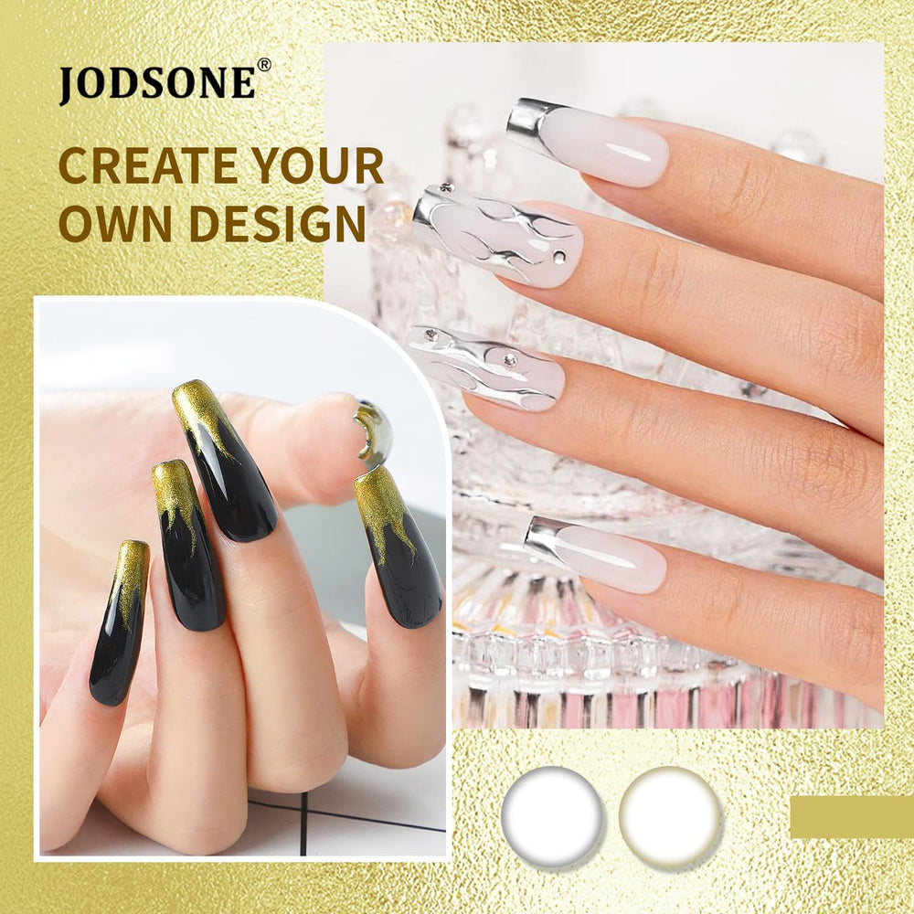 JODSONE silver chrome nail liner adds high shine to nails
