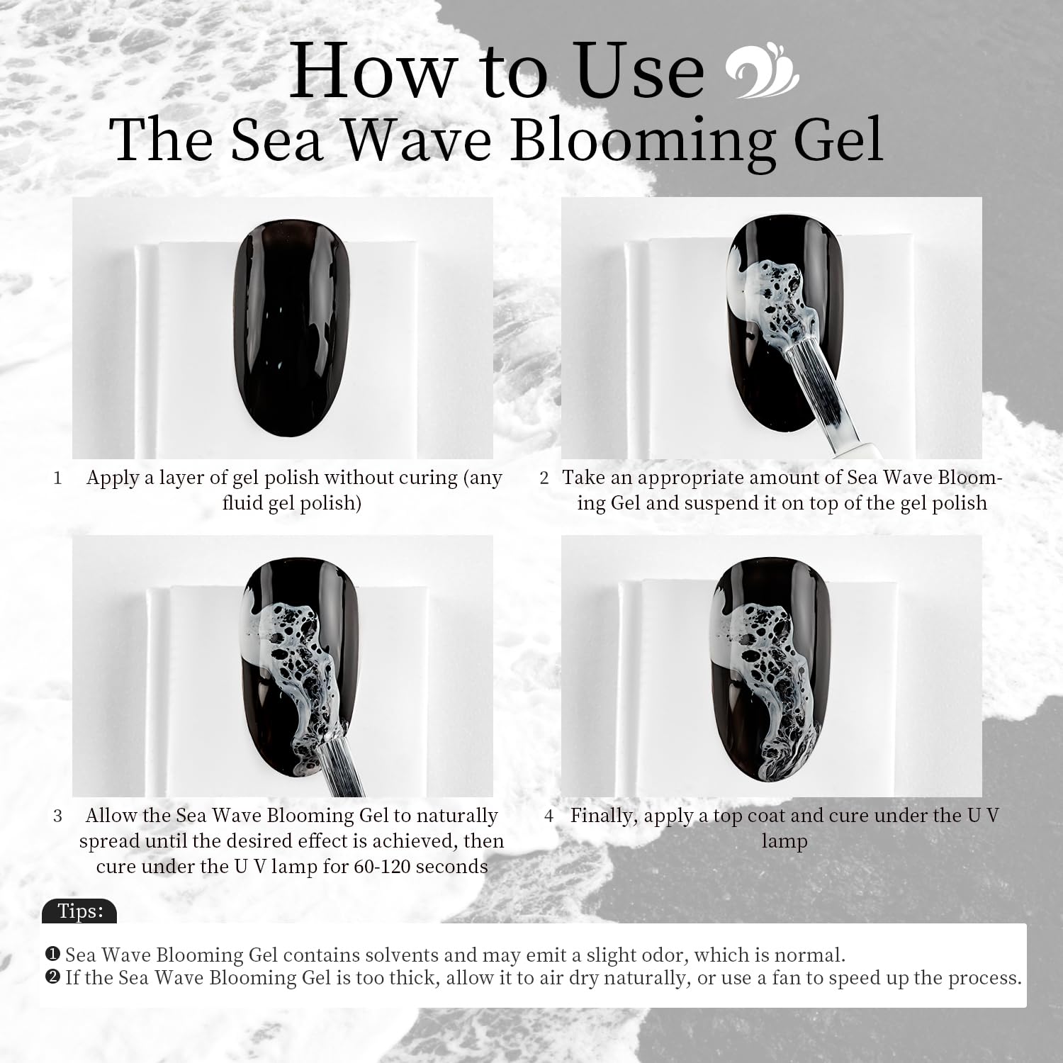 JODSONE blooming liquid UV lamp curing step illustration