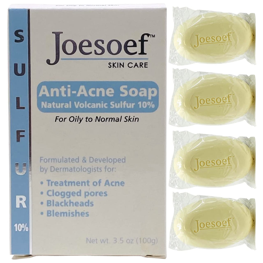 JOESOEF SKIN CARE sulfur soap in a shower setting for everyday cleansing